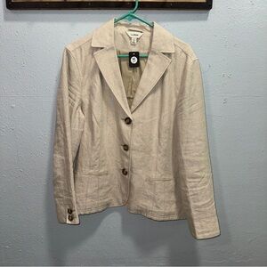 L.L. Bean 100% Linen Cream Blazer Classic Tailored Fit